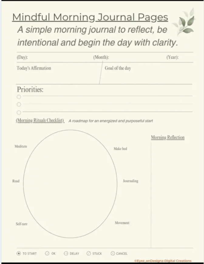 🌞 Mindful Mornings: A Guided Journal for Gentle Starts