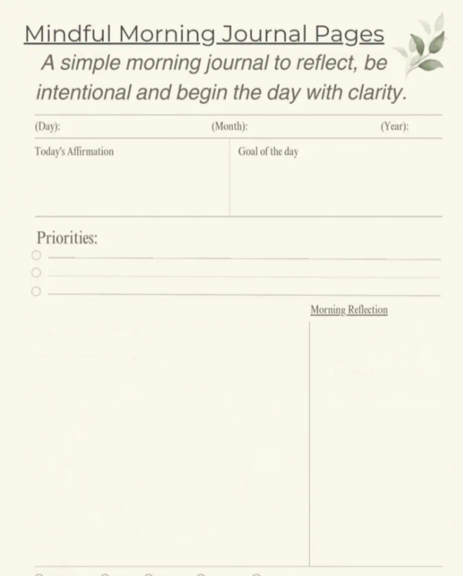 🌞 Mindful Mornings: A Guided Journal for Gentle Starts