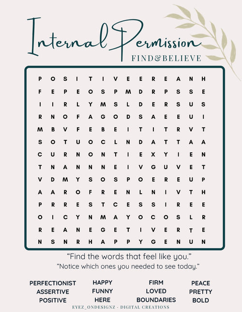 🌱  Internal Permission: A Reflective Word Search